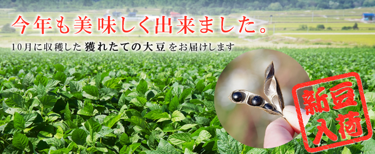 今年も美味しくできました。10月に収穫した獲れたての大豆をお届けします。